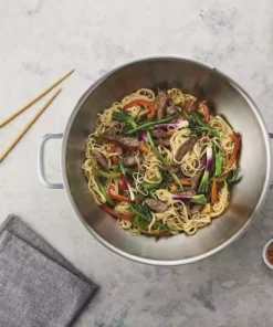 Meisterkoch Edelstahl-Wok mit Deckel FOCUS