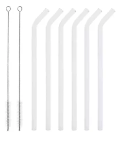 Glas-Trinkhalm-Set | klar gebogen