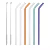 Glas-Trinkhalm-Set | mehrfarbig gebogen